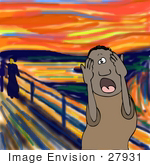 #27931 People Clipart Picture Of A Humorous Parody Of &Quot;The Scream&Quot; By Edvard Munch Showing An African American Man Holding His Hands Up To His Cheeks And Screaming Because He’S Tired Of His Nagging Wife Mother Or Kids