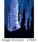 #27983 Amazed Couple A Man And A Woman Standing Near A Column In A Cave Stock Illutration