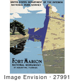 #27991 Fort Marion National Monument The Castillo De San Marcos In St Augustine Florida Travel Stock Illustration