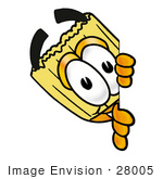 #28005 Clip Art Graphic Of A Straw Broom Cartoon Character Peeking Around A Corner