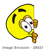 #28021 Clip Art Graphic Of A Yellow Electric Lightbulb Cartoon Character Peeking Around A Corner