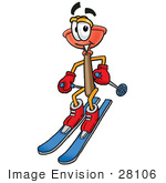 #28106 Clip Art Graphic Of A Plumbing Toilet Or Sink Plunger Cartoon Character Skiing Downhill