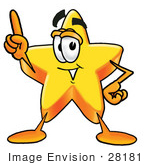 #28181 Clip Art Graphic Of A Yellow Star Cartoon Character Pointing Upwards