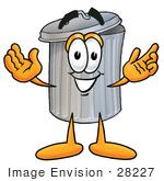 #28227 Clip Art Graphic Of A Metal Trash Can Cartoon Character With Open Arms