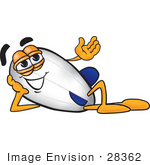 #28362 Clip Art Graphic Of A Dirigible Blimp Airship Cartoon Character Resting His Head On One Of His Hands And Gesturing With The Other