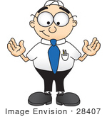 #28407 Clip Art Graphic Of A Geeky Caucasian Businessman Cartoon Character With His Arms Out