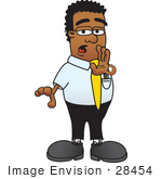#28454 Clip Art Graphic Of A Geeky African American Businessman Cartoon Character Whispering And Gossiping