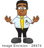 #28474 Clip Art Graphic Of A Geeky African American Businessman Cartoon Character