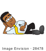 #28478 Clip Art Graphic Of A Geeky African American Businessman Cartoon Character Resting His Head On His Hand