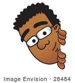 #28484 Clip Art Graphic Of A Geeky African American Businessman Cartoon Character Peeking Around A Corner