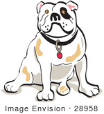 #28958 Cartoon Clip Art Graphic Of A Bulldog Sitting Clipart Illustration