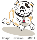 #28961 Cartoon Clip Art Graphic Of A Running Bulldog