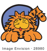 #28980 Cartoon Clip Art Graphic Of A Chubby Happy Orange Cat