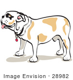 #28982 Cartoon Clip Art Graphic Of A Bulldog Standing In Profile