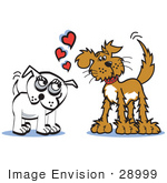 #28999 Royalty-Free Cartoon Clip Art Of Two Infatuated Dogs Starint At Eachother And Wagging Their Tails