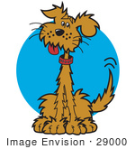 #29000 Royalty-Free Cartoon Clip Art Of A Friendly Brown Dog Sitting And Wagging His Tail