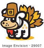 #29007 Royalty-Free Cartoon Clip Art Of A Dog Disguised As A Thanksgiving Turkey