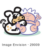 #29009 Royalty-Free Cartoon Clip Art Of A Cute Dog Tickling A Baby’S Belly
