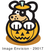 #29017 Royalty-Free Cartoon Clip Art Of A Cute Dog Inside A Halloween Pumpkin