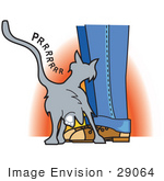 #29064 Royalty-Free Cartoon Clip Art Of A Cute Gray Cat Purring And Rubbing On A Person’S Legs