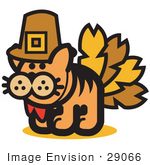 #29066 Royalty-Free Cartoon Clip Art Of A Ginger Cat Disguised As A Thanksgiving Turkey