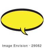 #29082 Royalty-Free Cartoon Clip Art Of A Circular Shaped Word Balloon With A Yellow Background And Bold Black Outline