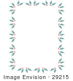 #29215 Royalty-Free Cartoon Clip Art Of A Stationery Border Of Holly And Berries