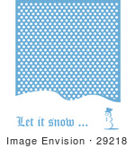 #29218 Royalty-Free Cartoon Clip Art Of A &Quot;Let It Snow&Quot; Christmas Greeting Of A Snowman Standing On A Snow Covered Hill Under Snow