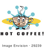 #29239 Royalty-Free Cartoon Clip Art Of A Happy Coffee Cup Character With Steamy Hot Coffee