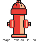 #29273 Royalty-Free Cartoon Clip Art Of A Red Fire Hydrant Ready For Use In Case Of An Emergency