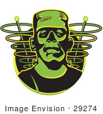 #29274 Royalty-Free Cartoon Clip Art Of A Green Frankenstein Monster
