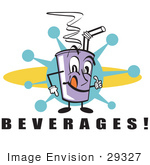 #29327 Royalty-Free Cartoon Clip Art Of A Purple Cup Holding Fountain Soda And A Straw