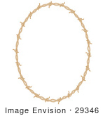 #29346 Royalty-Free Cartoon Clip Art Of An Oval Border Frame Of Barbed Wire Over A White Background