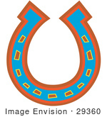 #29360 Royalty-Free Cartoon Clip Art Of A Lucky Blue Red And Orange Horseshoe