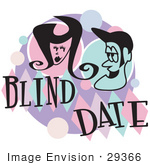#29366 Royalty-Free Cartoon Clip Art Of A Man And Woman Grinning At Each Other While On A Blind Date