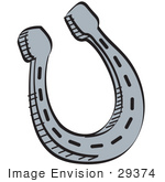 #29374 Royalty-Free Cartoon Clip Art Of A Metal Lucky Horseshoe Over A White Background