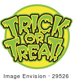 #29526 Royalty-Free Cartoon Clip Art Of A Green And Yellow Trick Or Treat Greeting With Dripping Green Goo