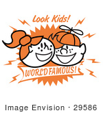 #29586 Royalty-Free Cartoon Clip Art Of A Two Happy Freckled Redheaded Kids One Boy And One Girl