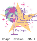 #29591 Royalty-Free Cartoon Clip Art Of A Sexy Showgirl In Feathers Dancing On A Retro Showclub And Casino Sign