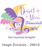 #29616 Royalty-Free Cartoon Clip Art Of A Pretty Showgirl And A Moon On A Desert Moon Showclub Sign