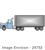 #29752 Clip Art Graphic Of A Blue Semi Truck