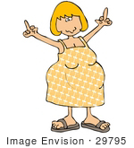#29795 Clip Art Graphic Of A Rude Hormonal Pregnant Woman Holding Up Her Middle Fingers