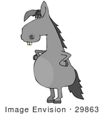 #29863 Clip Art Graphic Of A Buck Toothed Donkey Standing With His Hands On His Hips