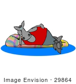 #29864 Clip Art Graphic Of A Lazy Horse Relaxing On An Inner Tube In A Swimming Pool