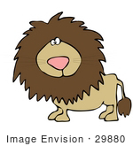 #29880 Clip Art Graphic Of A Curious Lion Looking At The Viewer