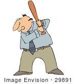 #29891 Clip Art Graphic Of A Ticked Off Businessman Holding A Baseball Bat