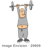#29909 Clip Art Graphic Of A Motivated Man Holding A Barbell Above His Head