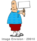 #29910 Clip Art Graphic Of A Patriotic Man Holding A Blank Sign