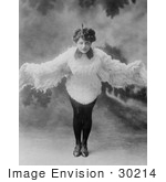 #30214 Stock Photo Of A Female Dancer Mizzi Hajos Dressed In A Feather Bird Costume And Dancing With Her Wings Spread Open