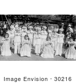 #30216 Stock Photo Of A Group Of School Children Dancing On A Playground 1915